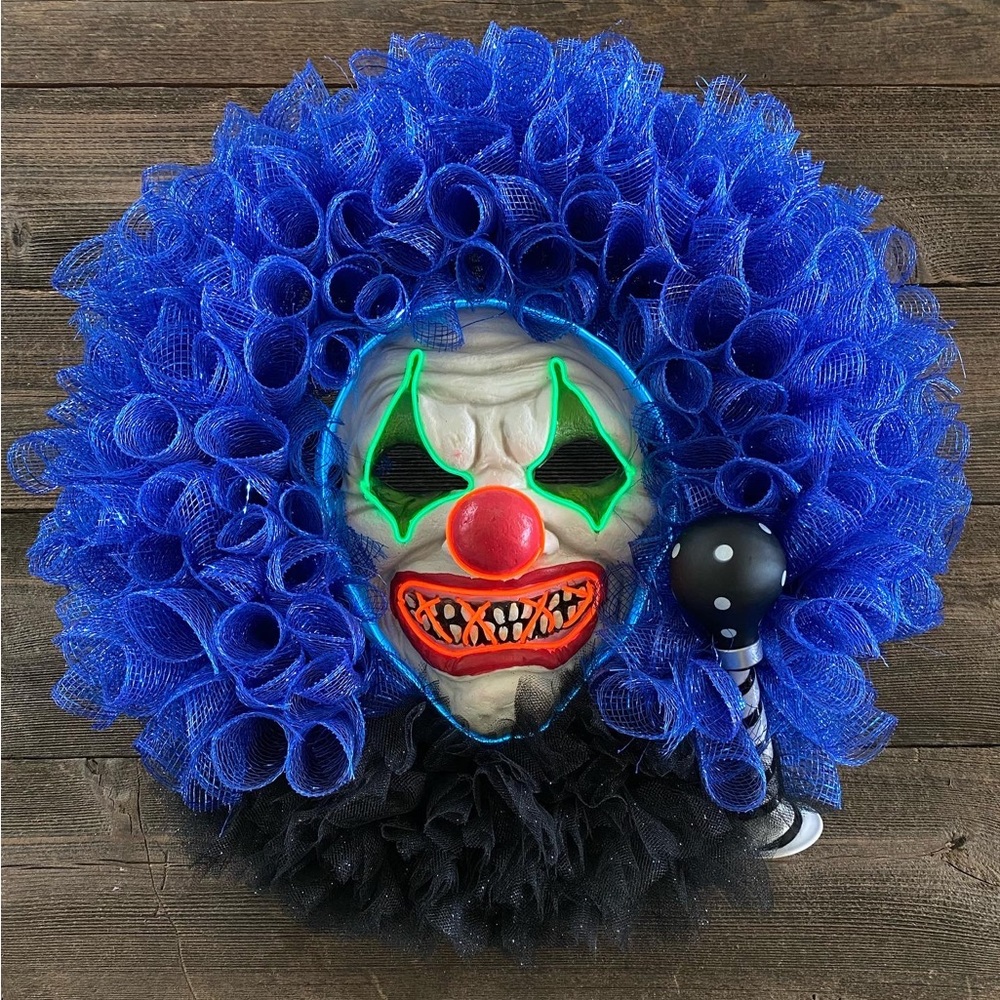 Scary Halloween clown wreath